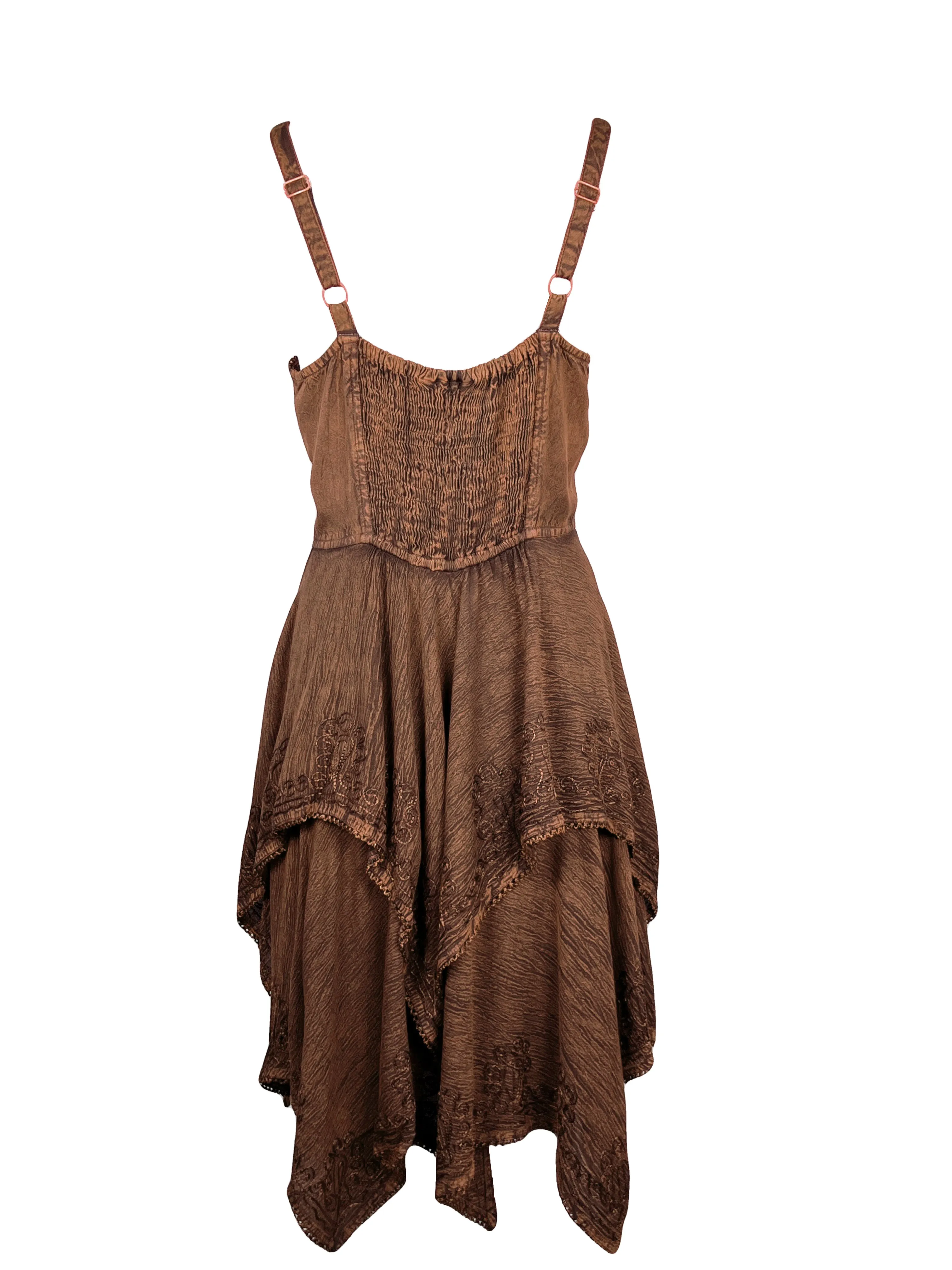 832 DR Rayon Women's Embroidered Handkerchief Spaghetti Strap Sexy Summer Sun dress