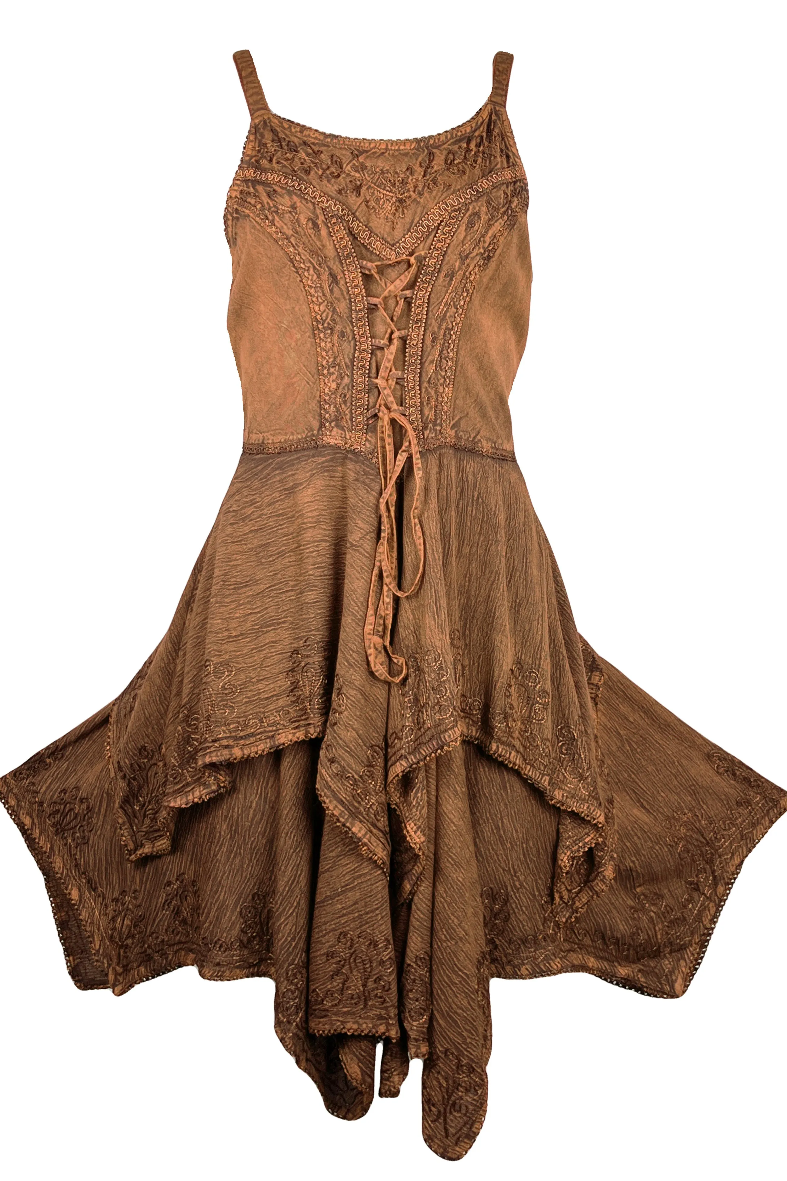 832 DR Rayon Women's Embroidered Handkerchief Spaghetti Strap Sexy Summer Sun dress