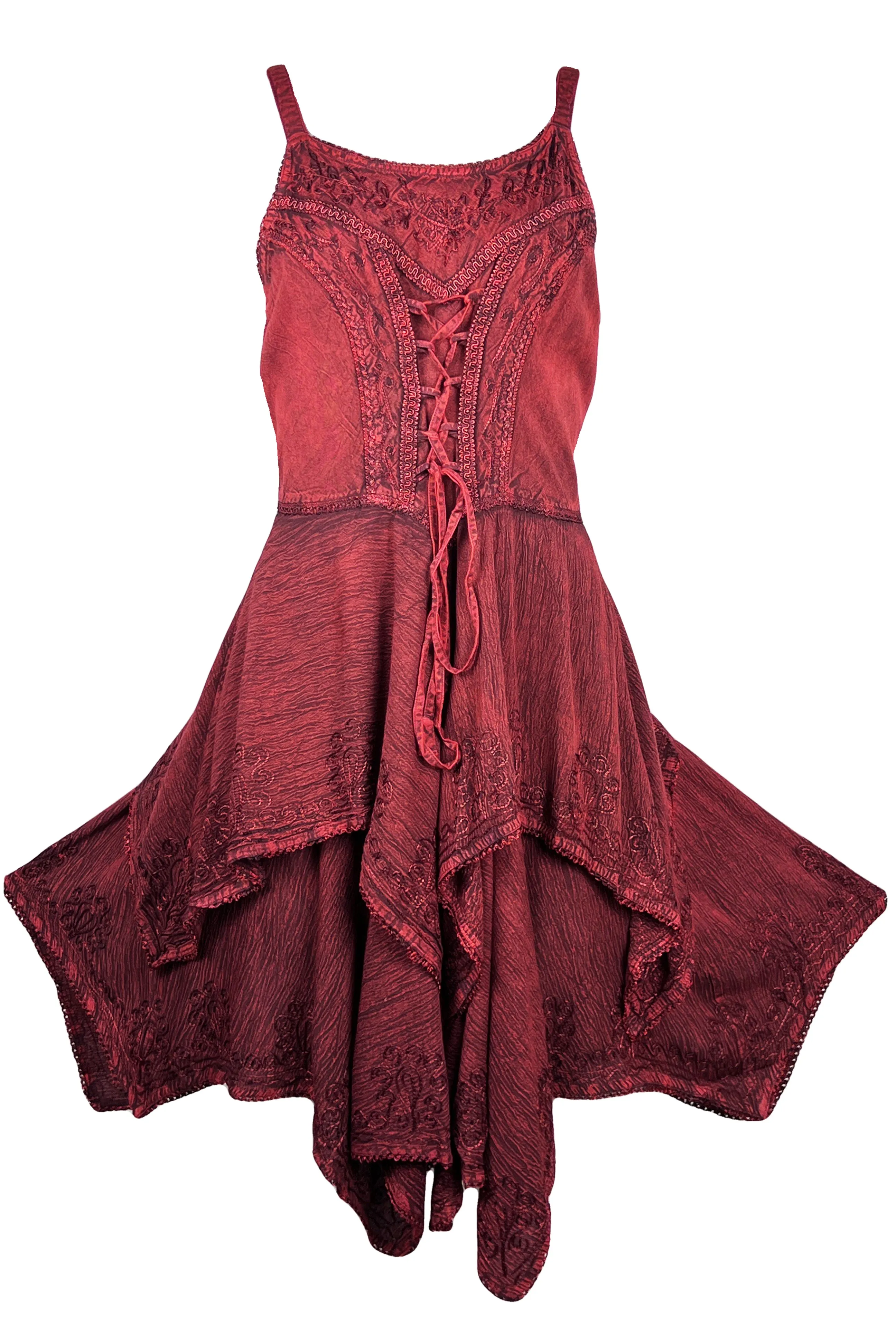832 DR Rayon Women's Embroidered Handkerchief Spaghetti Strap Sexy Summer Sun dress