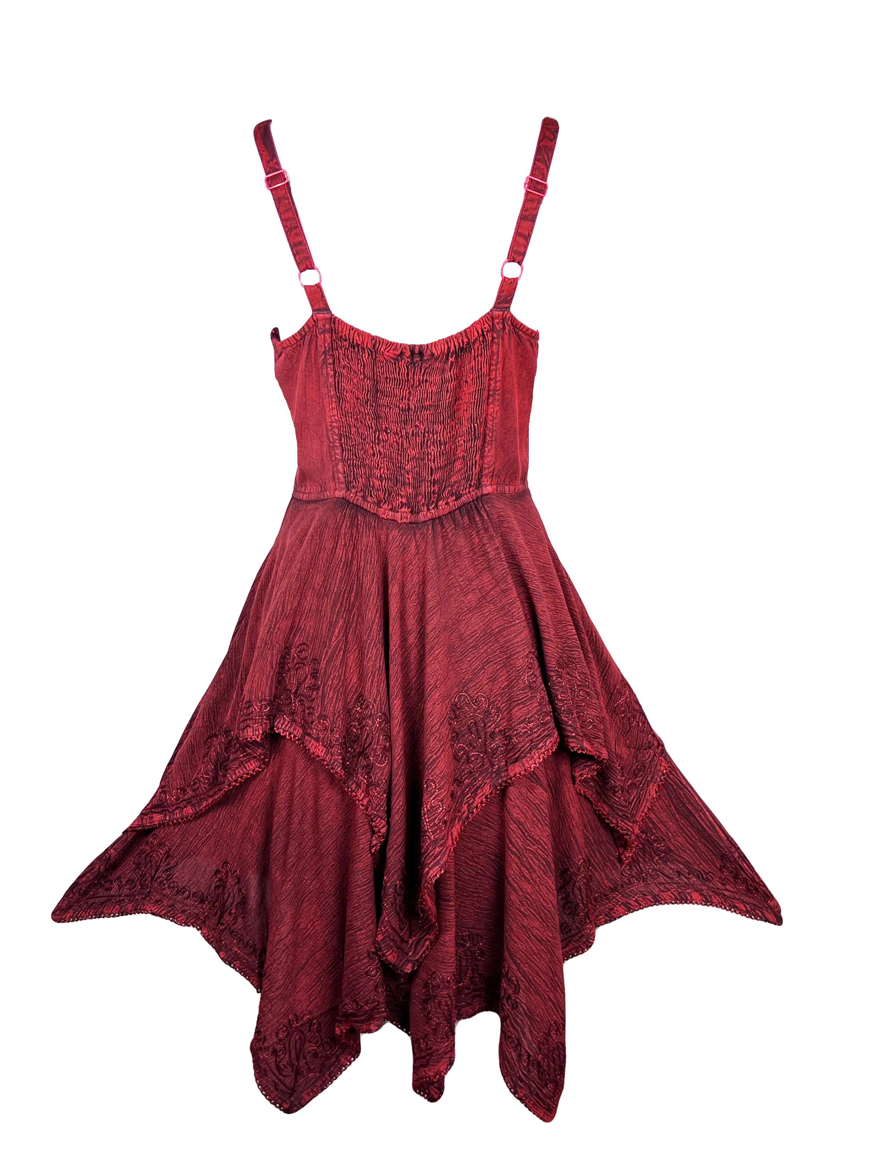832 DR Rayon Women's Embroidered Handkerchief Spaghetti Strap Sexy Summer Sun dress