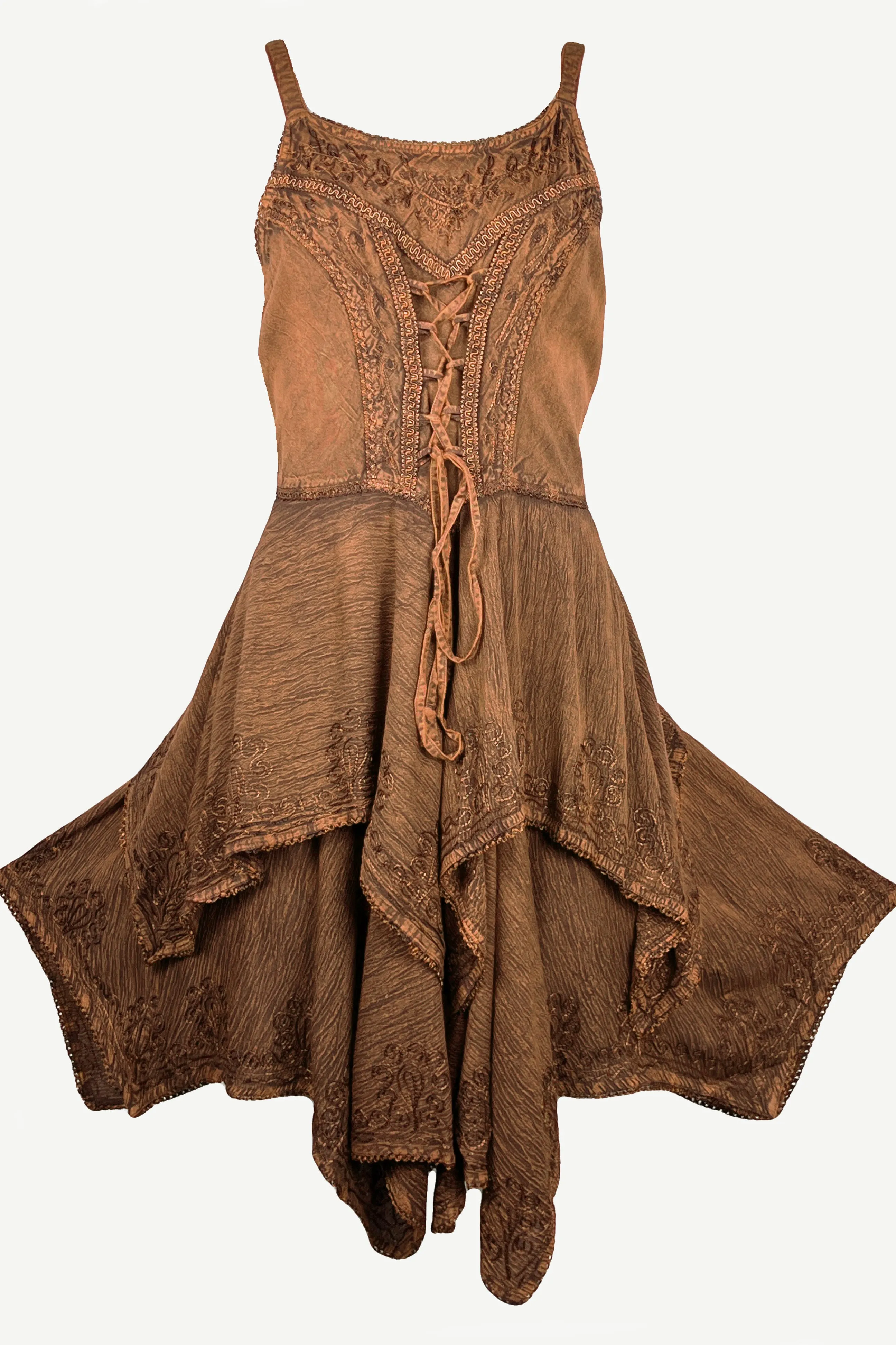 832 DR Rayon Women's Embroidered Handkerchief Spaghetti Strap Sexy Summer Sun dress