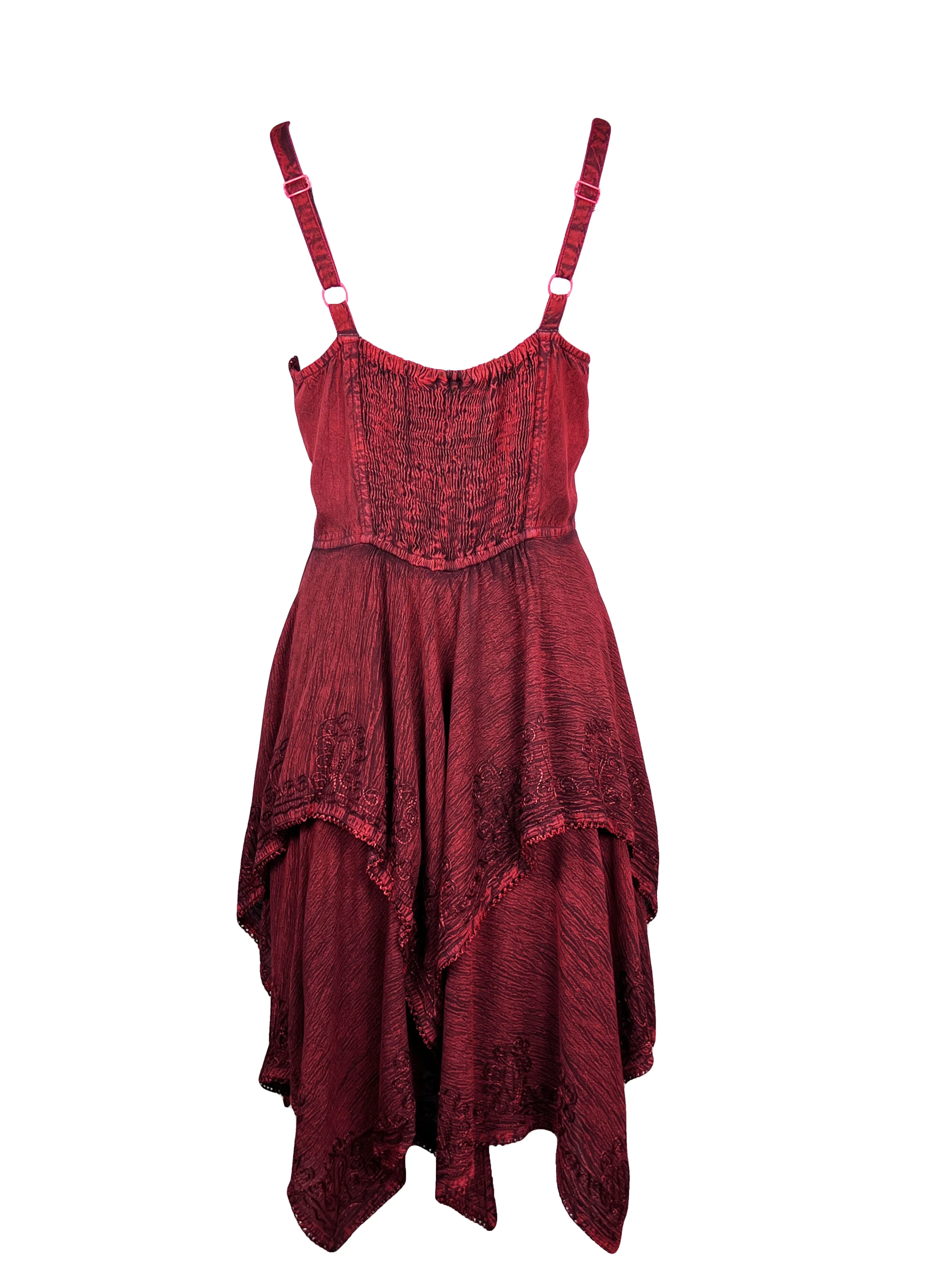 832 DR Rayon Women's Embroidered Handkerchief Spaghetti Strap Sexy Summer Sun dress