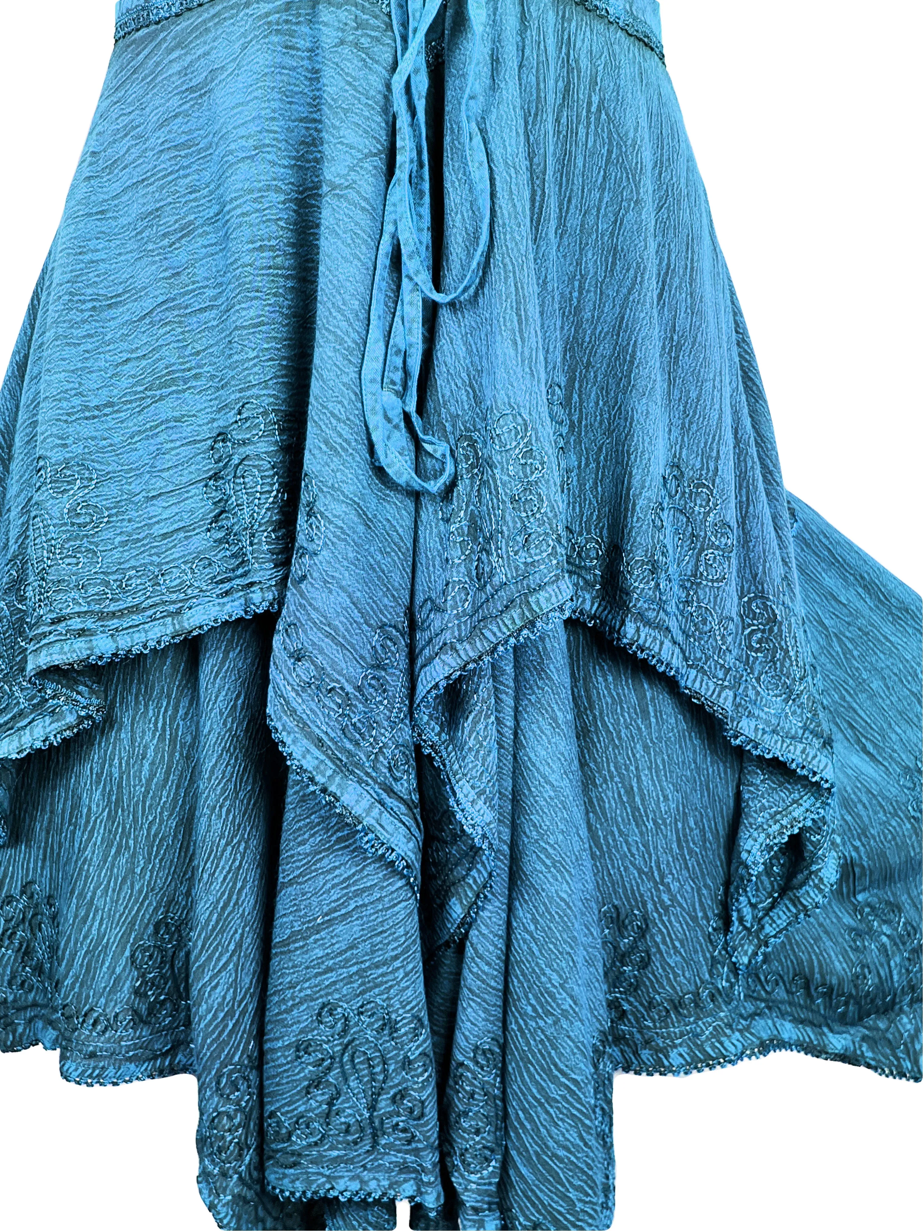 832 DR Rayon Women's Embroidered Handkerchief Spaghetti Strap Sexy Summer Sun dress