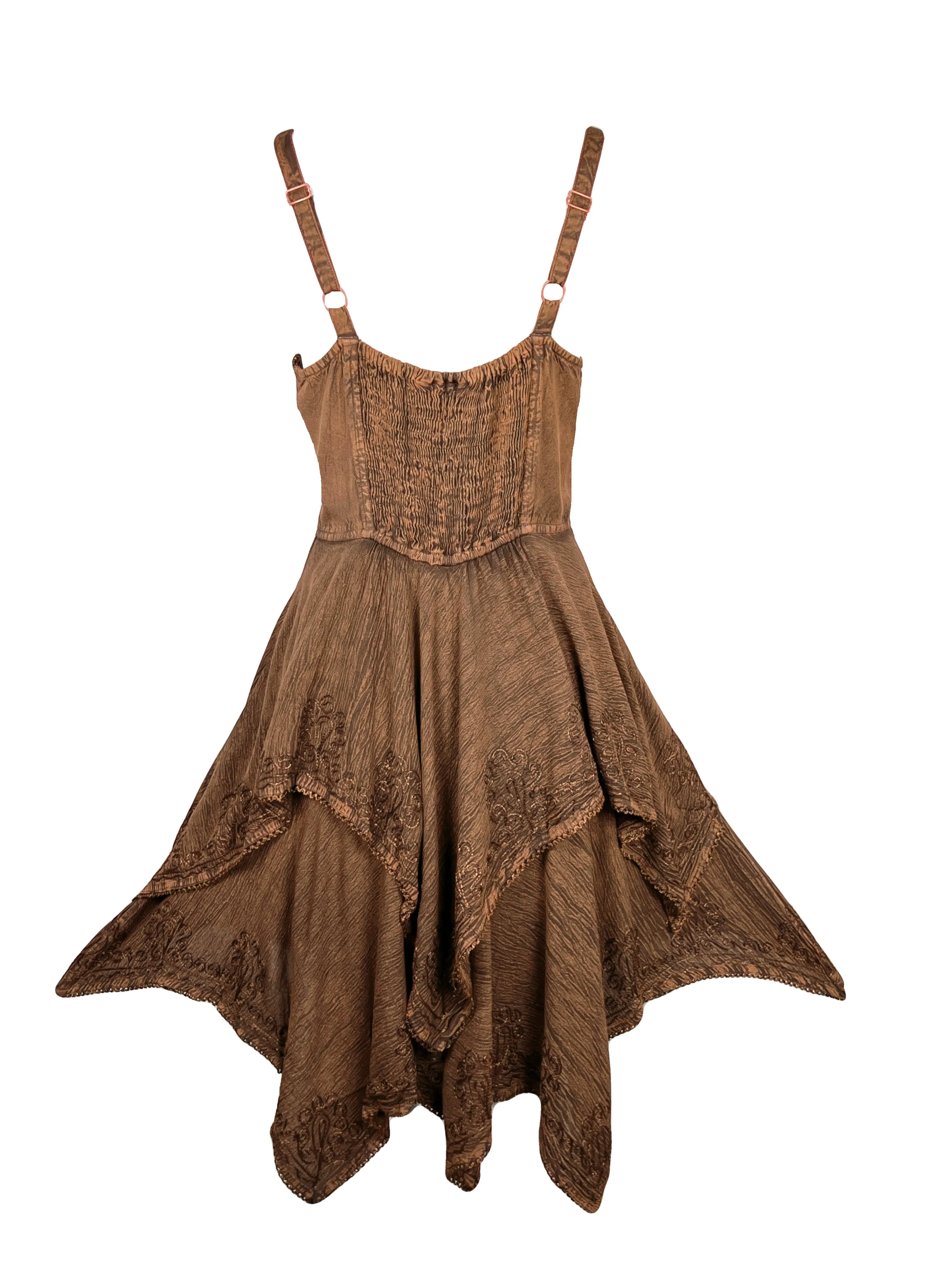 832 DR Rayon Women's Embroidered Handkerchief Spaghetti Strap Sexy Summer Sun dress