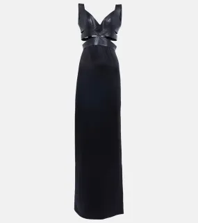 Alaia Leather-trimmed cutout gown
