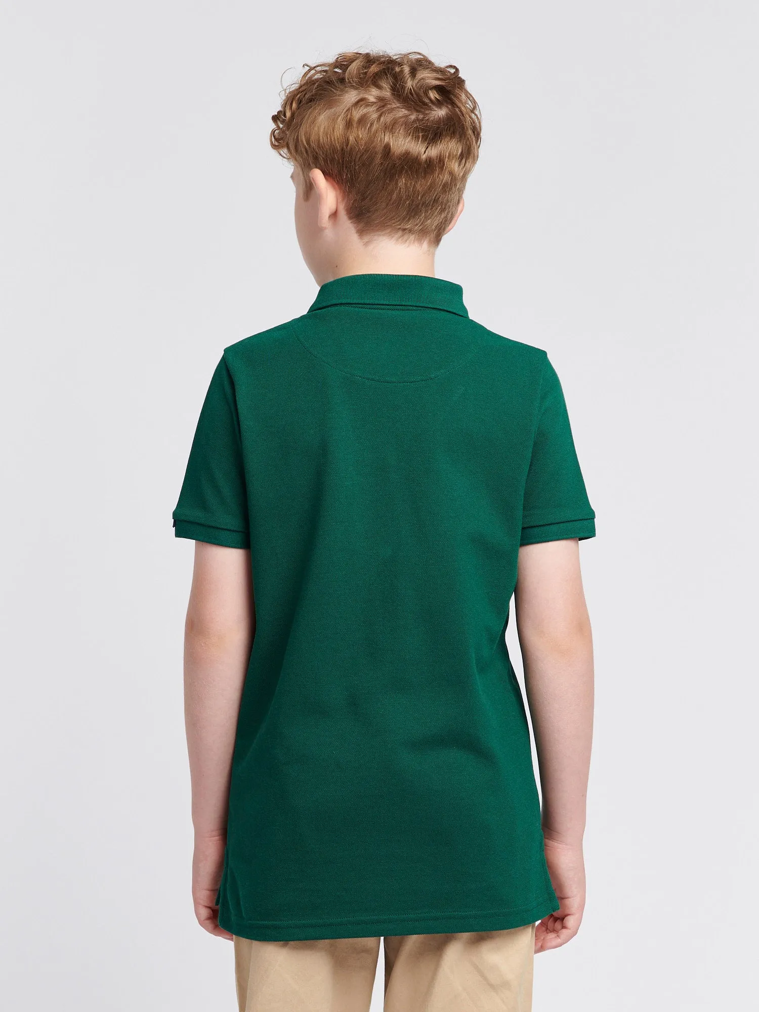 Boys Double Horsemen Polo Shirt in Rain Forest