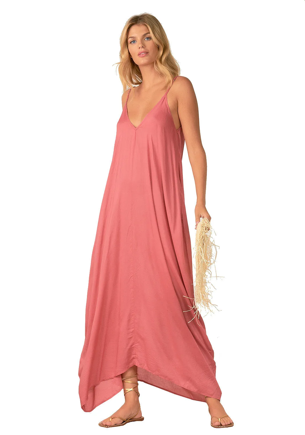 Elan Spaghetti Strap Balloon Bottom Maxi Dress Cover Up V-Back