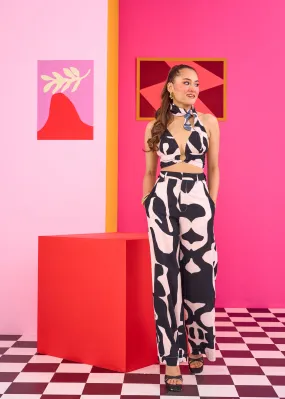 Emily in Paris: Abstract Print Bralette Top and Trouser Set