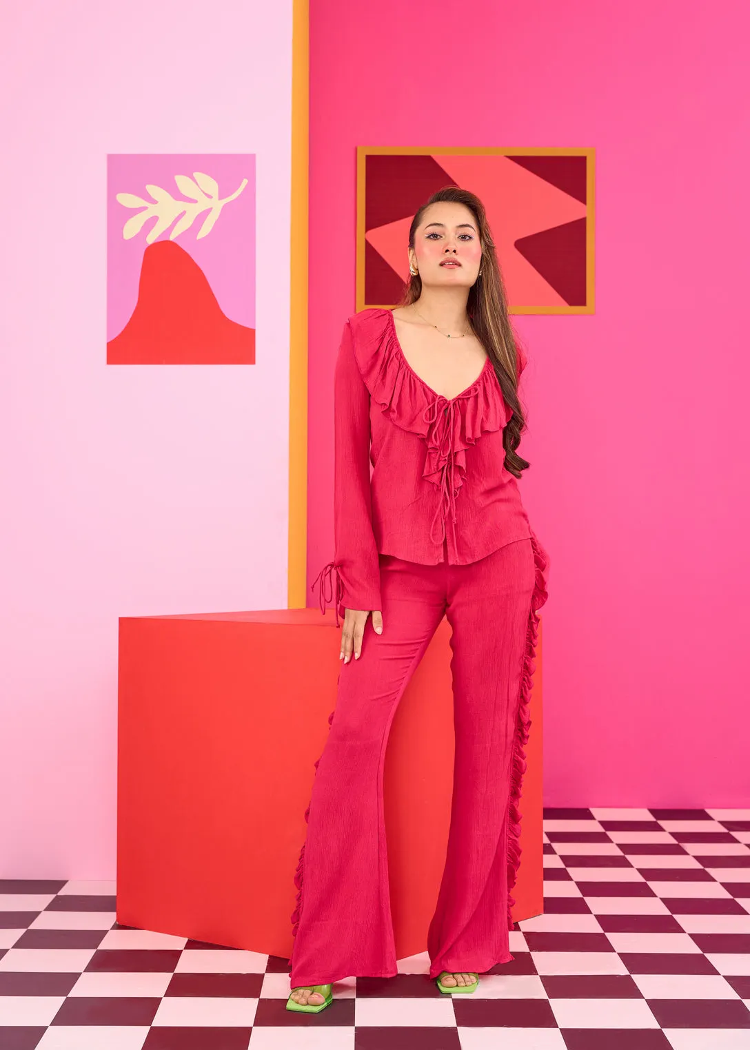 Emily in Paris: Frilled Side Seam Pants