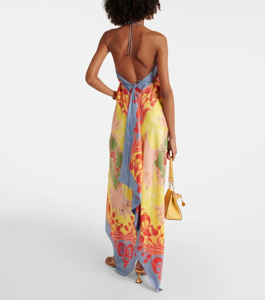 Etro Printed halterneck silk beach dress