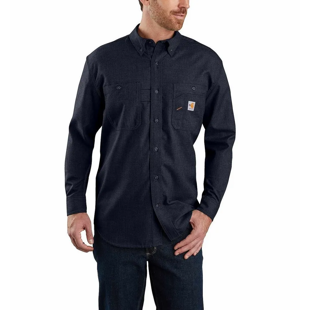 FR FORCE ORIGINAL FIT LONG SLEEVE SHIRT - I26-Navy | Carhartt 104138
