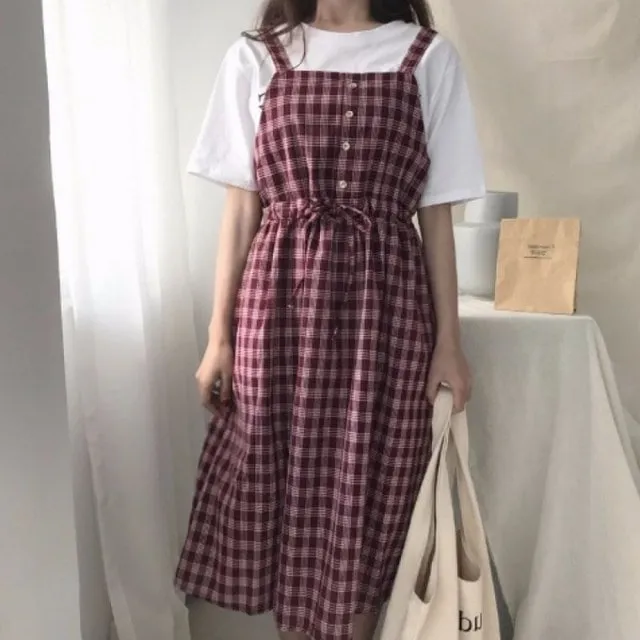 Kawaii Plaid Fashion Pinafore Summer Dress