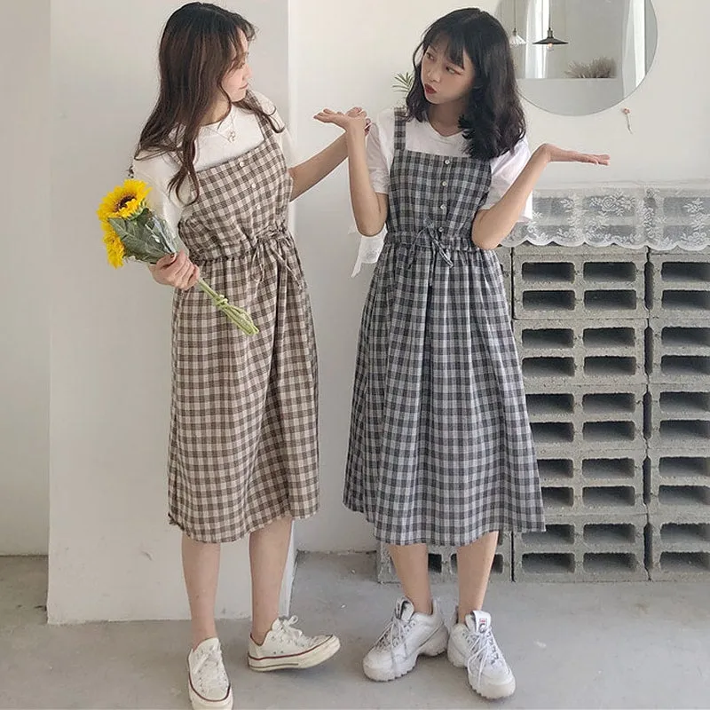 Kawaii Plaid Fashion Pinafore Summer Dress