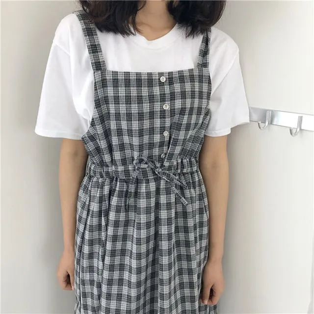 Kawaii Plaid Fashion Pinafore Summer Dress