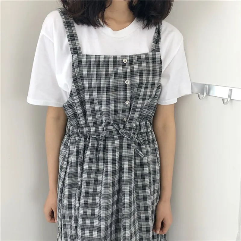 Kawaii Plaid Fashion Pinafore Summer Dress
