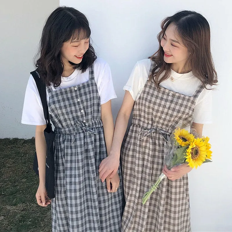 Kawaii Plaid Fashion Pinafore Summer Dress