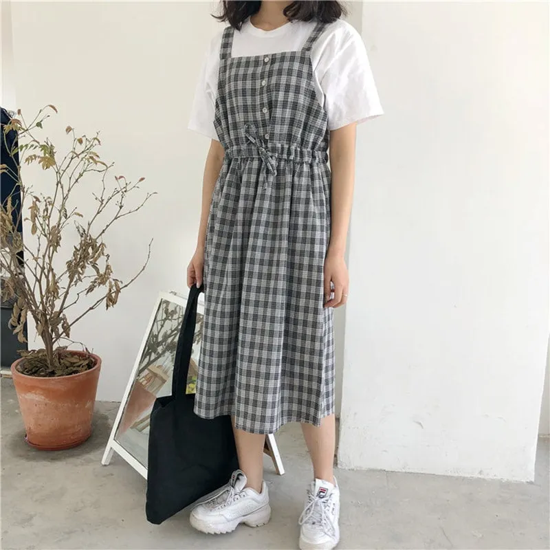 Kawaii Plaid Fashion Pinafore Summer Dress
