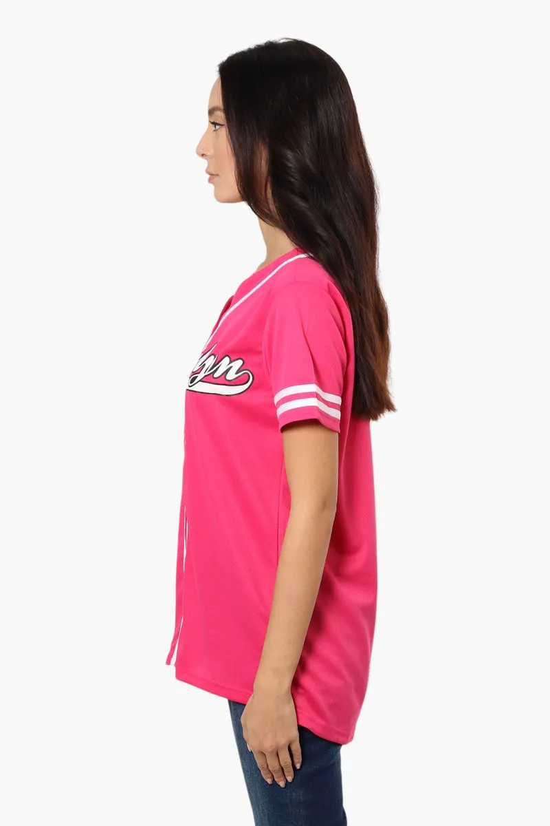 Mecca Brooklyn Printed Baseball Tee - Pink