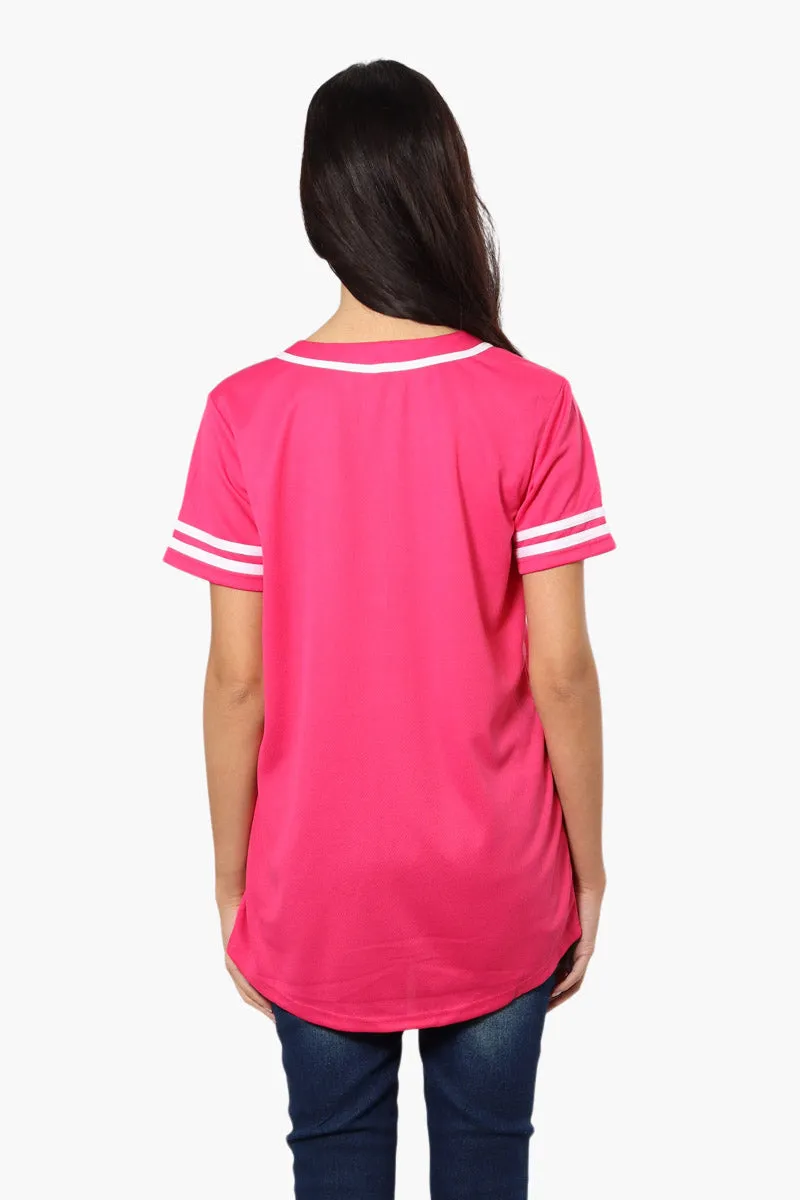 Mecca Brooklyn Printed Baseball Tee - Pink