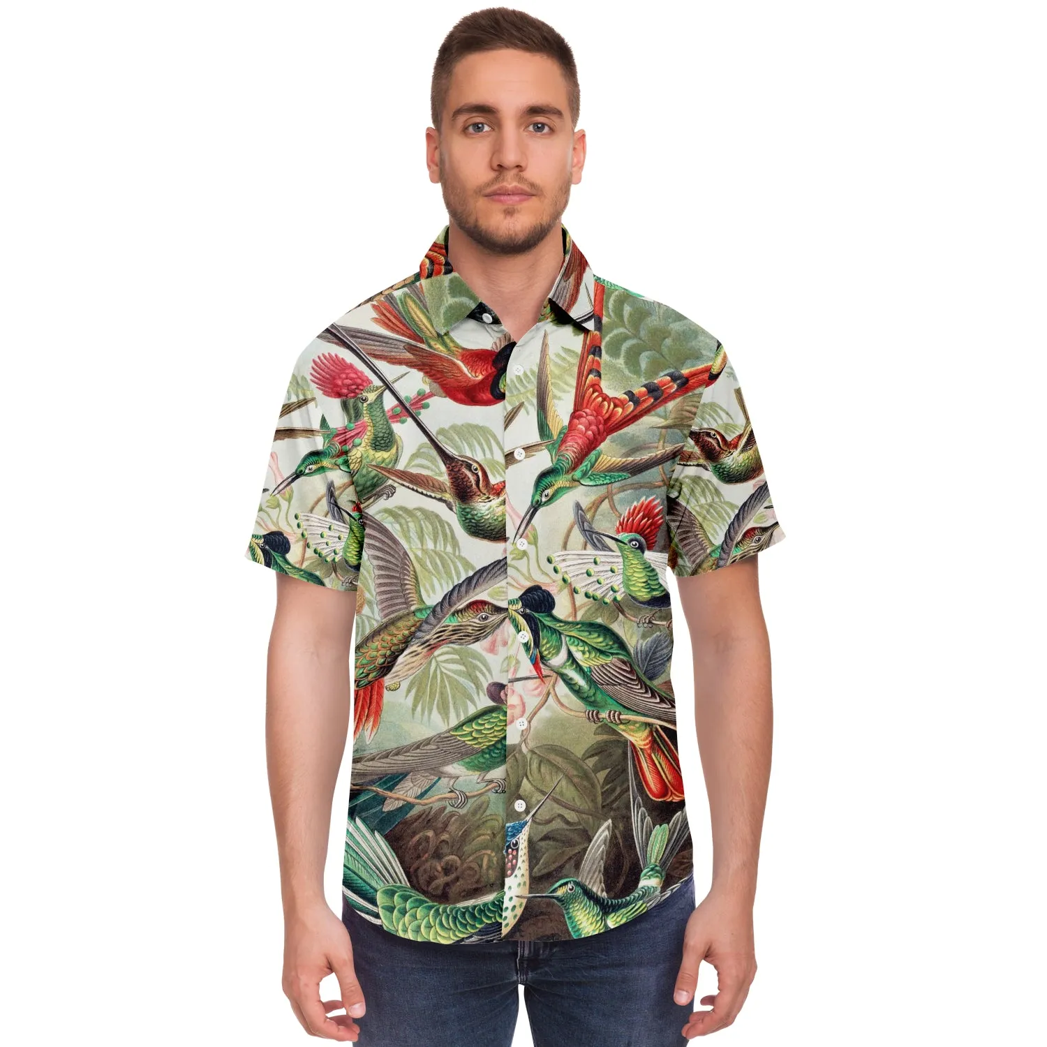 Mens Hummingbird Button-Down Shirt