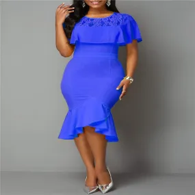 Midi Dress Women printed Stitching