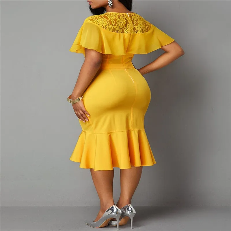 Midi Dress Women printed Stitching