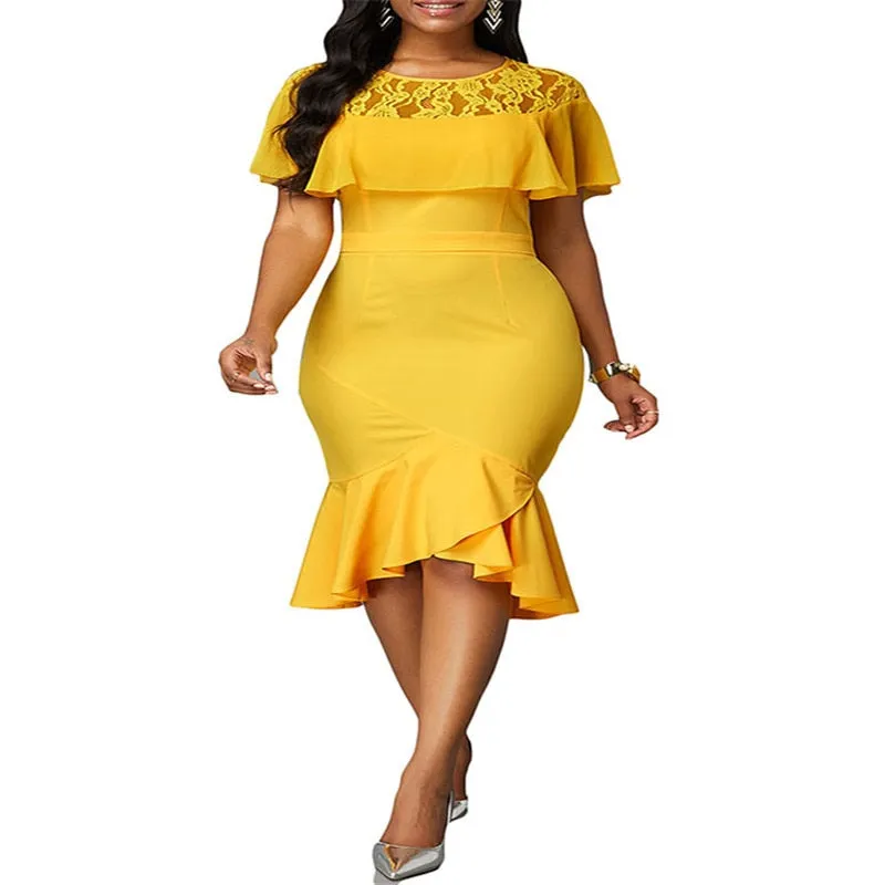 Midi Dress Women printed Stitching