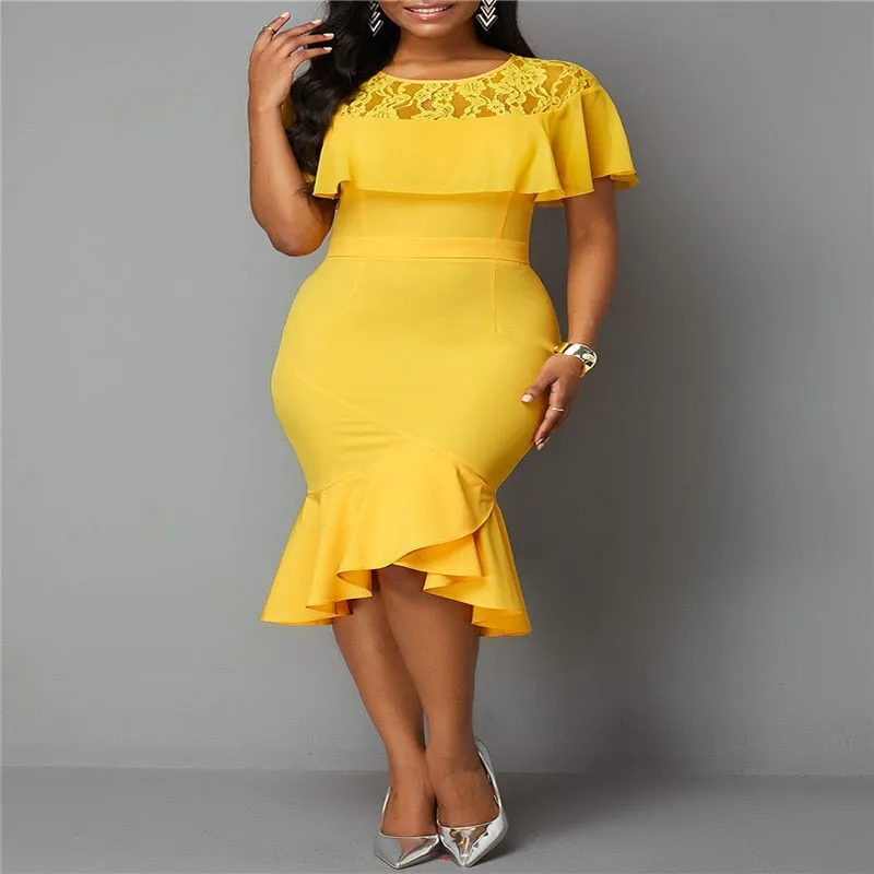 Midi Dress Women printed Stitching