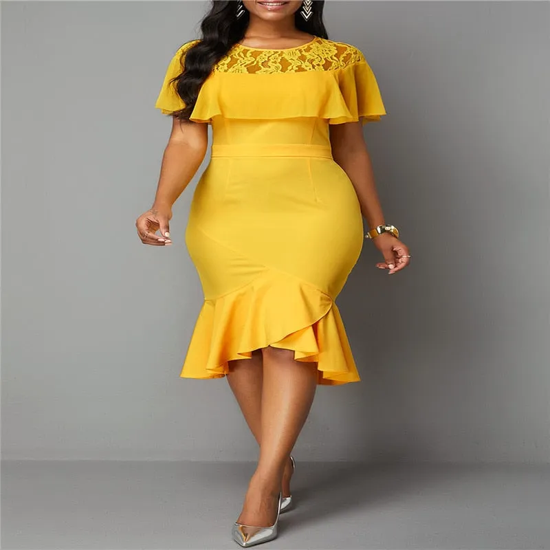 Midi Dress Women printed Stitching