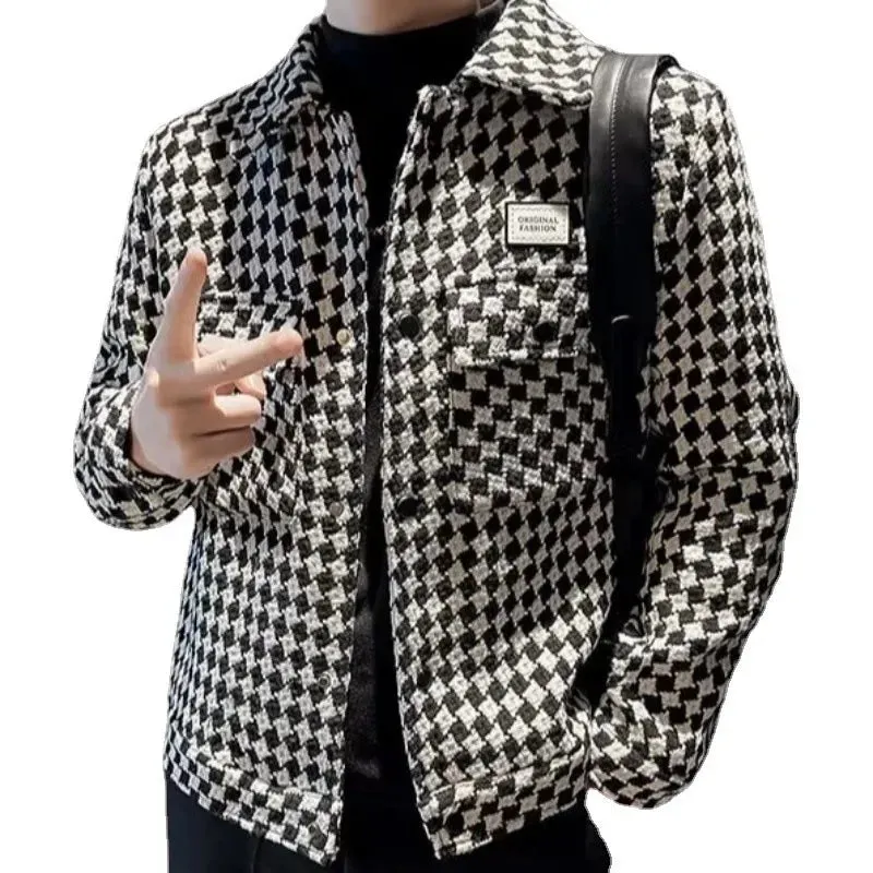 Modern Designed Men Autumn Winter Woolen Jacket Slim Casual British Cropped Overcoat