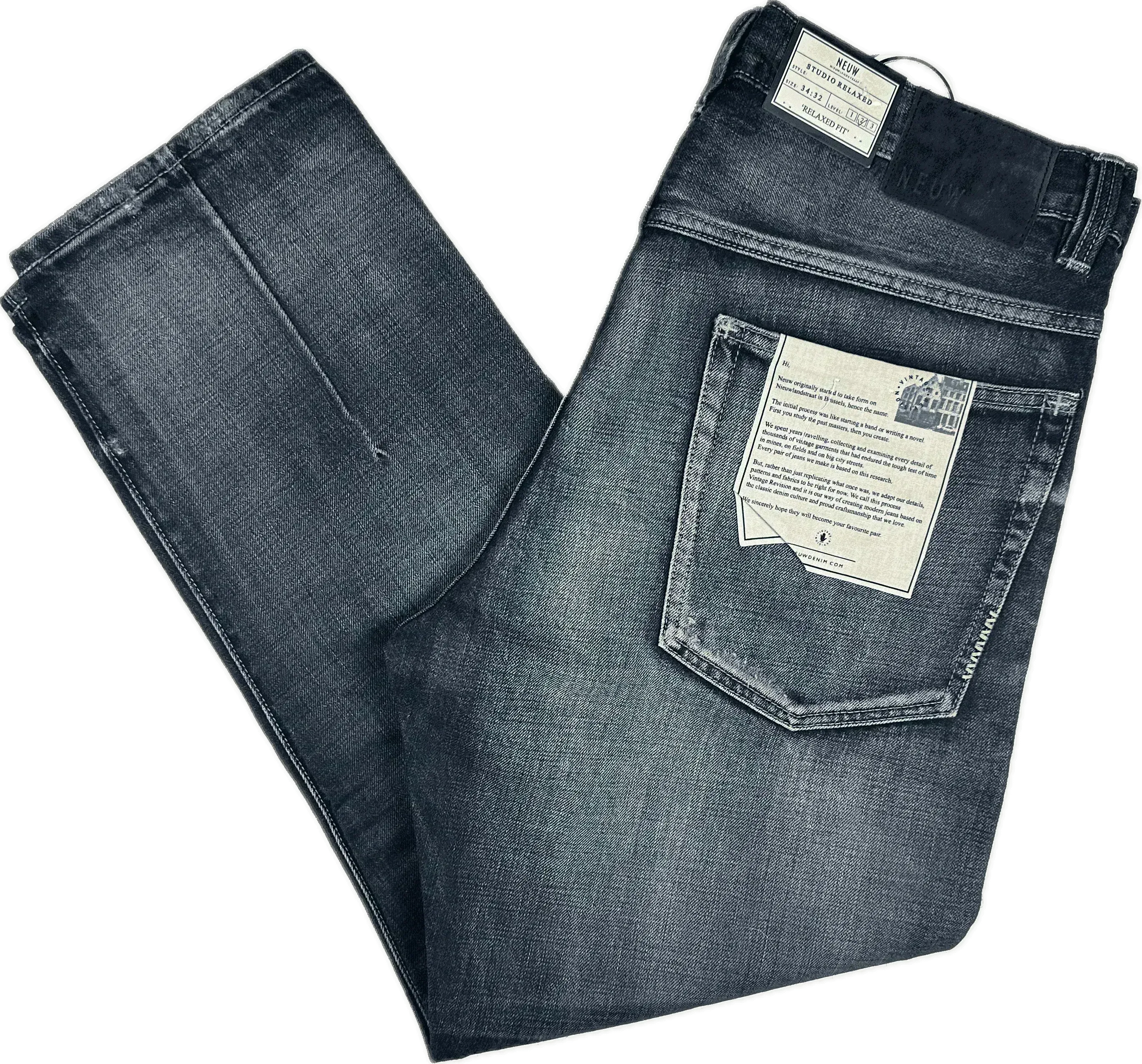 NWT- Mens NEUW 'Studio Relaxed' Japanese Selvedge Jeans - Size 34/32