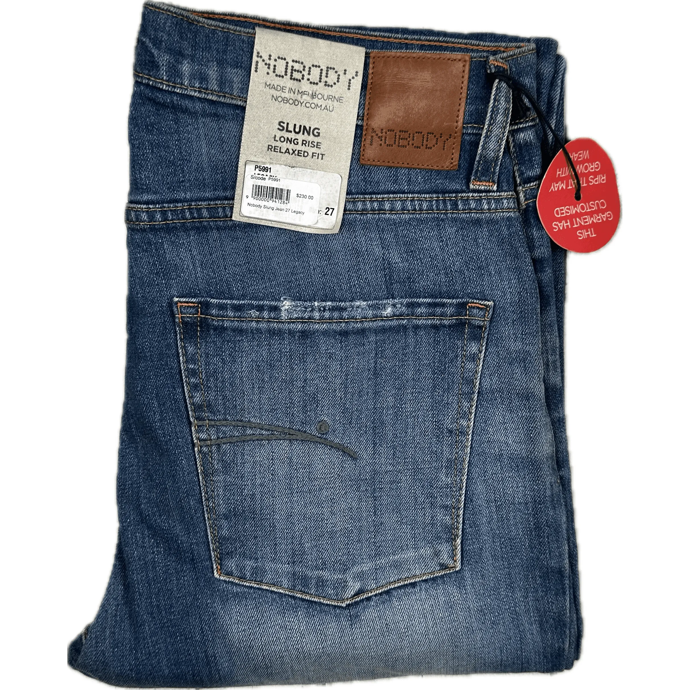 NWT- NOBODY 'Slung' Long Rise Relaxed Fit- Size 27