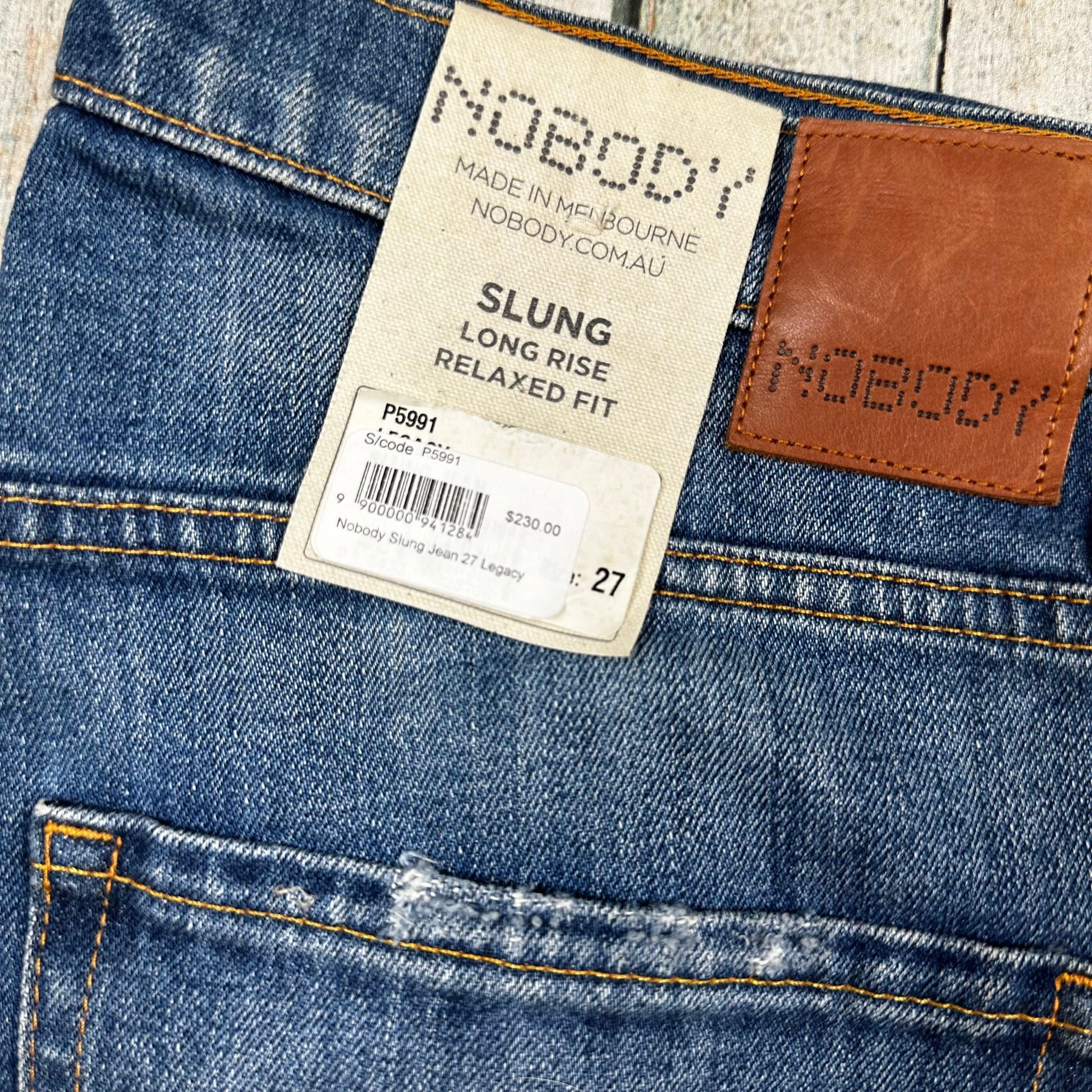 NWT- NOBODY 'Slung' Long Rise Relaxed Fit- Size 27