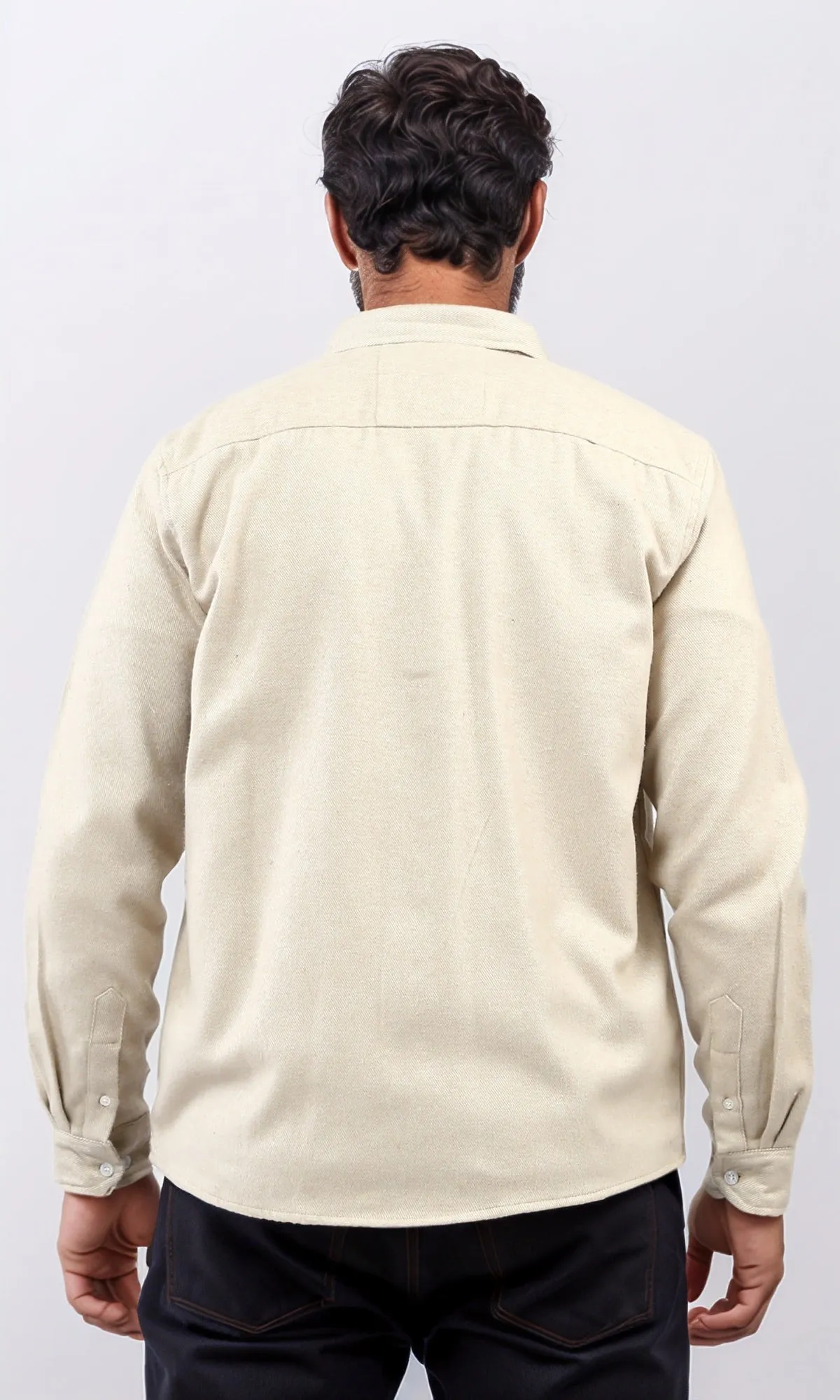 o203064 - Cotton Long Sleeves Button Down Shirt - Beige