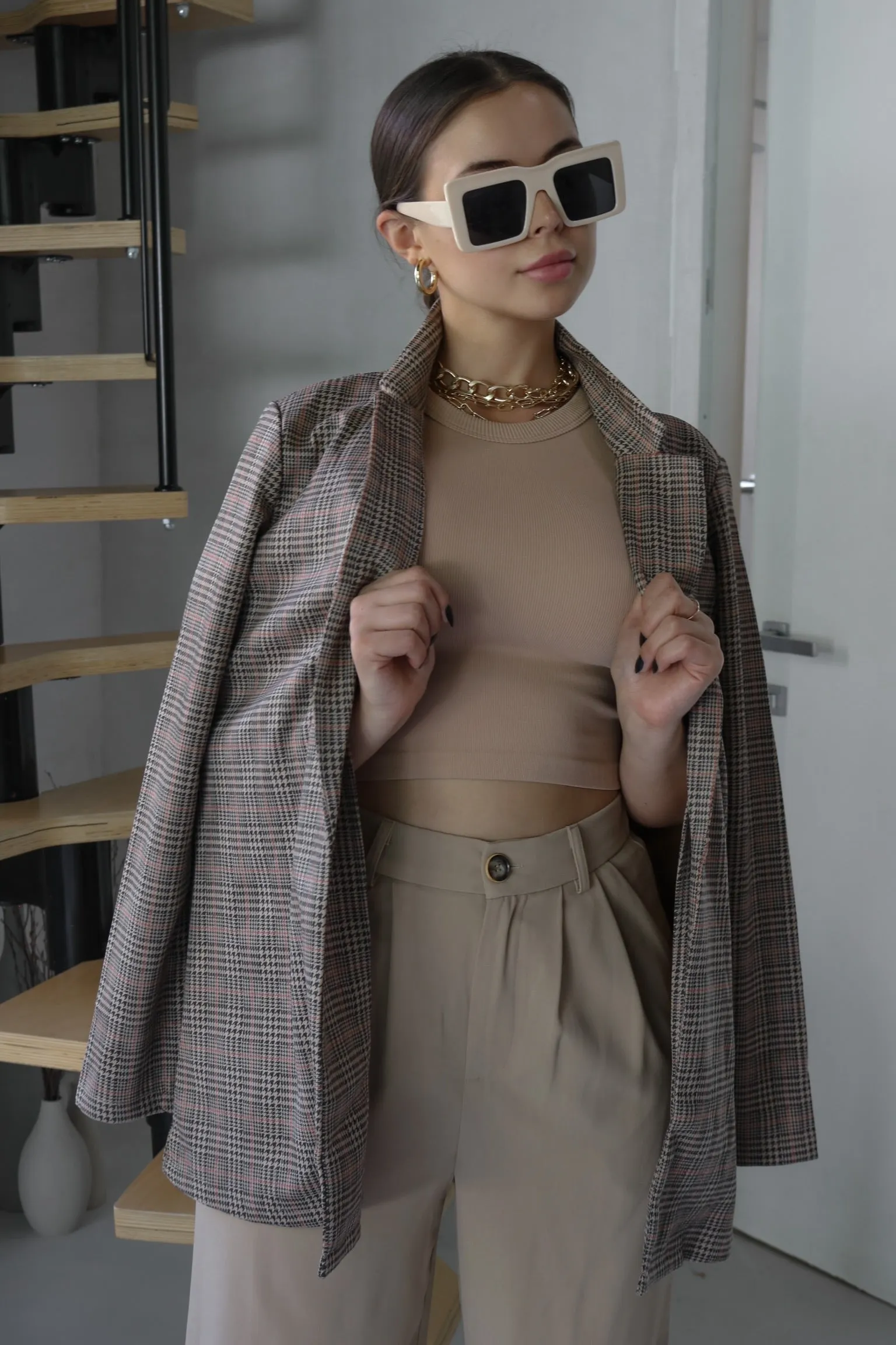 'Princeton' Notched Collar Blazer Jacket in Toffee