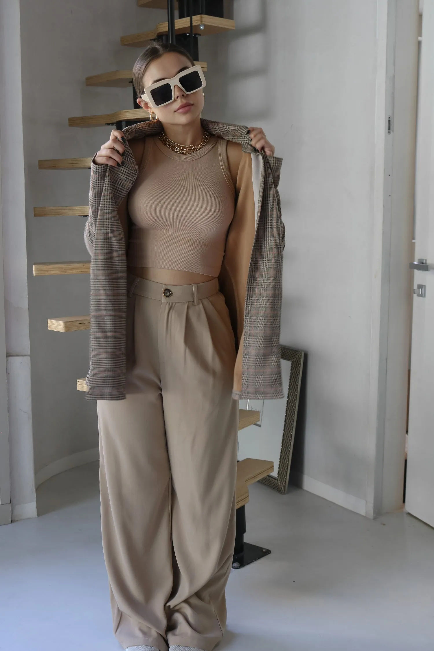 'Princeton' Notched Collar Blazer Jacket in Toffee