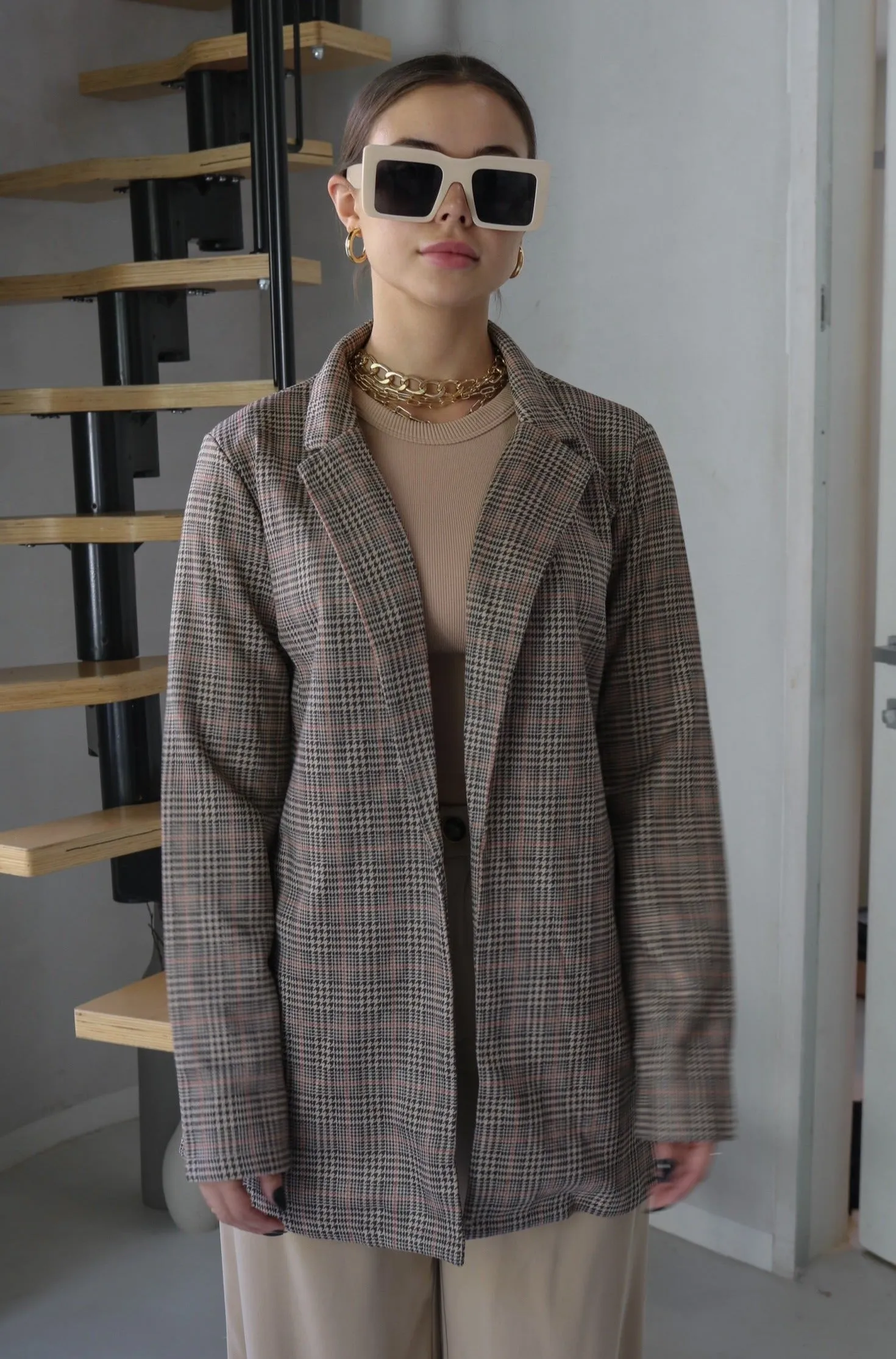 'Princeton' Notched Collar Blazer Jacket in Toffee