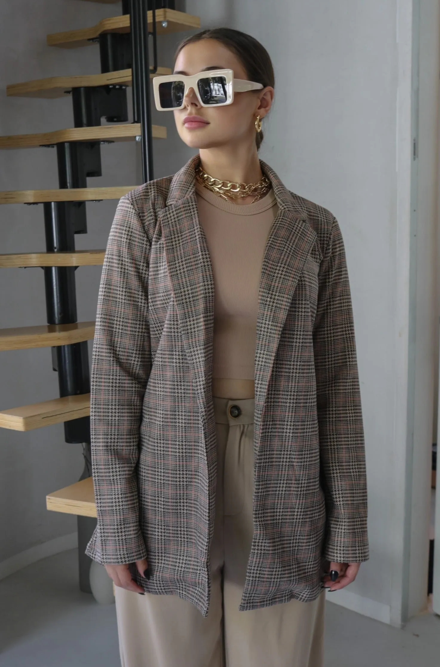 'Princeton' Notched Collar Blazer Jacket in Toffee