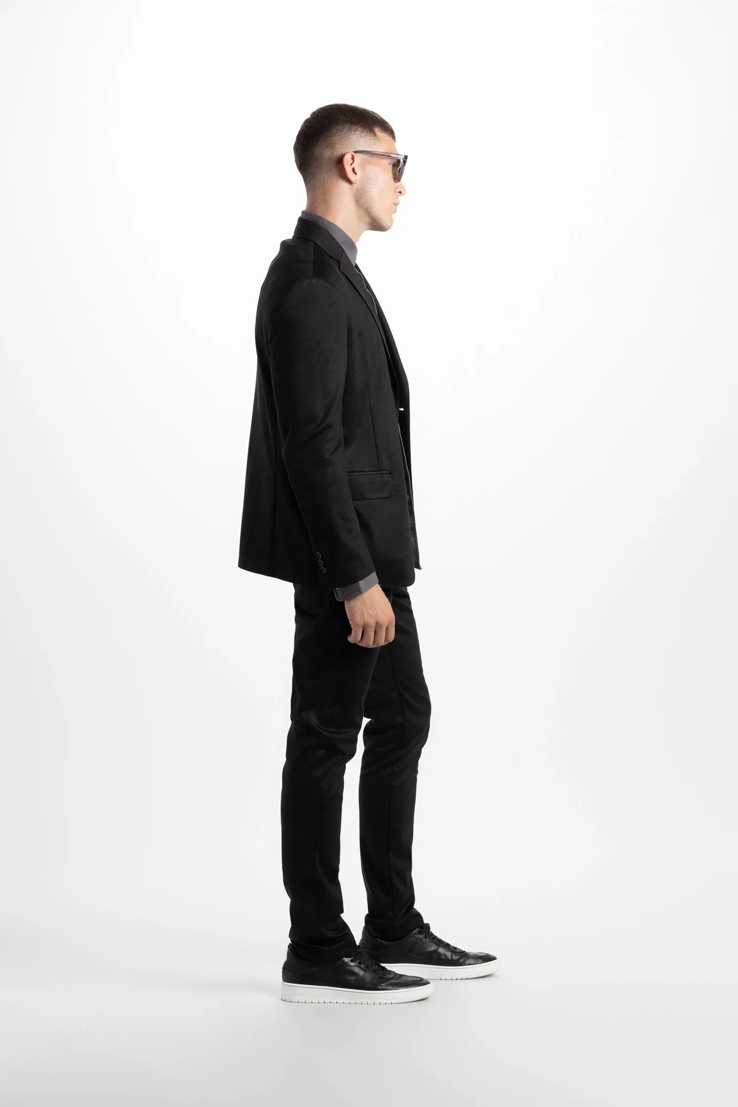 Soft Cloth Point Collar Shirt in Luxe Interlock - Shadow