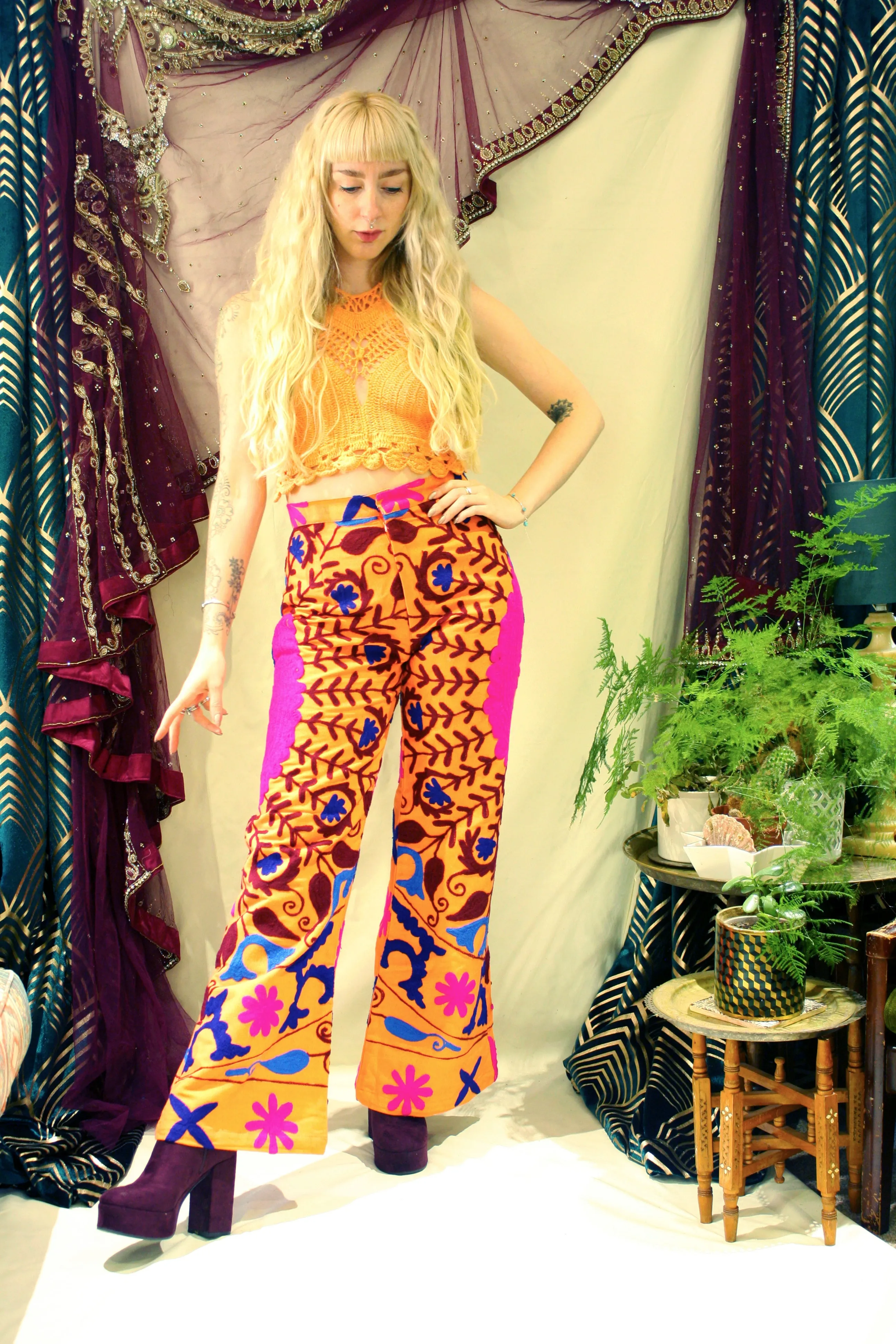Suzani Embroidered Flares
