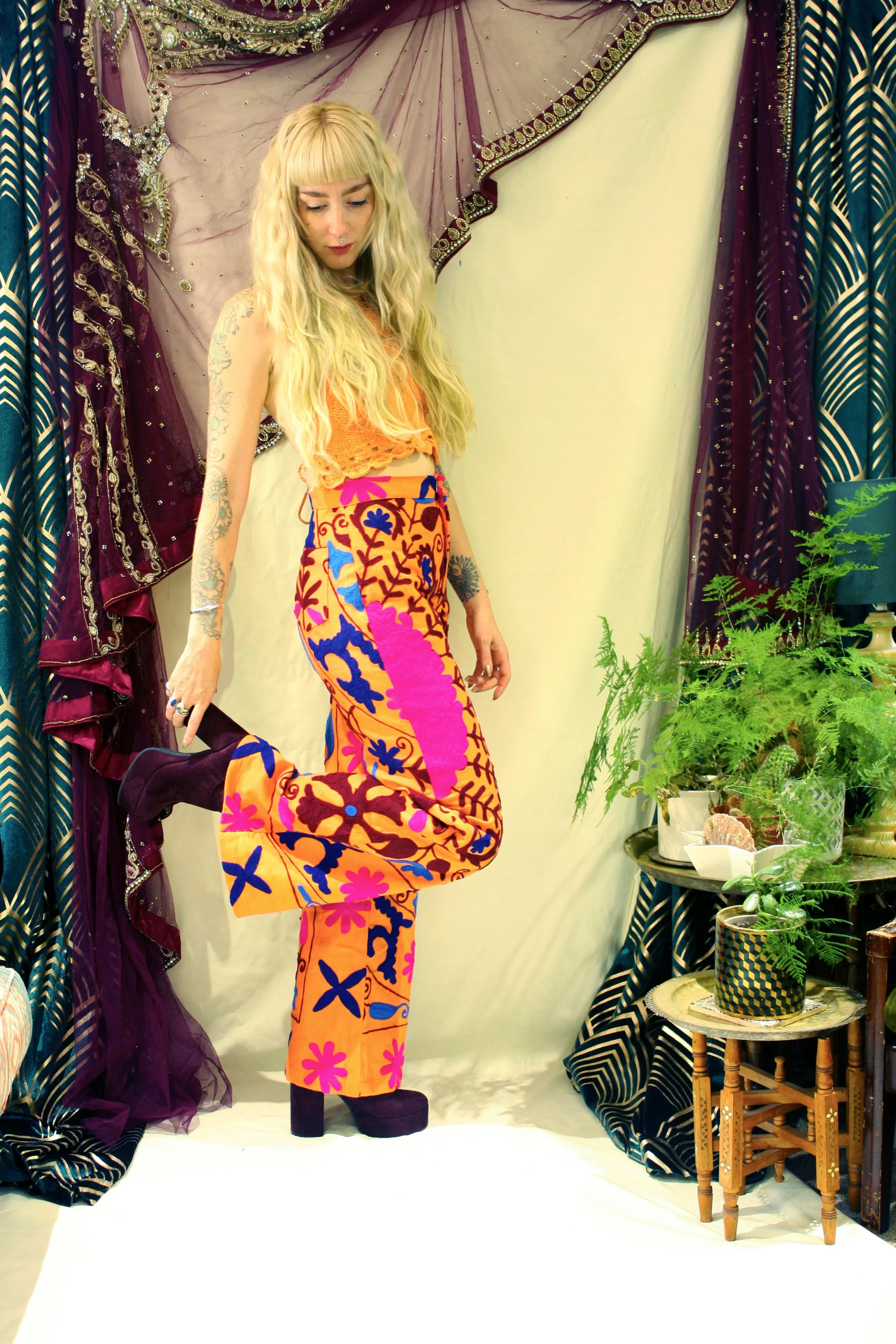 Suzani Embroidered Flares