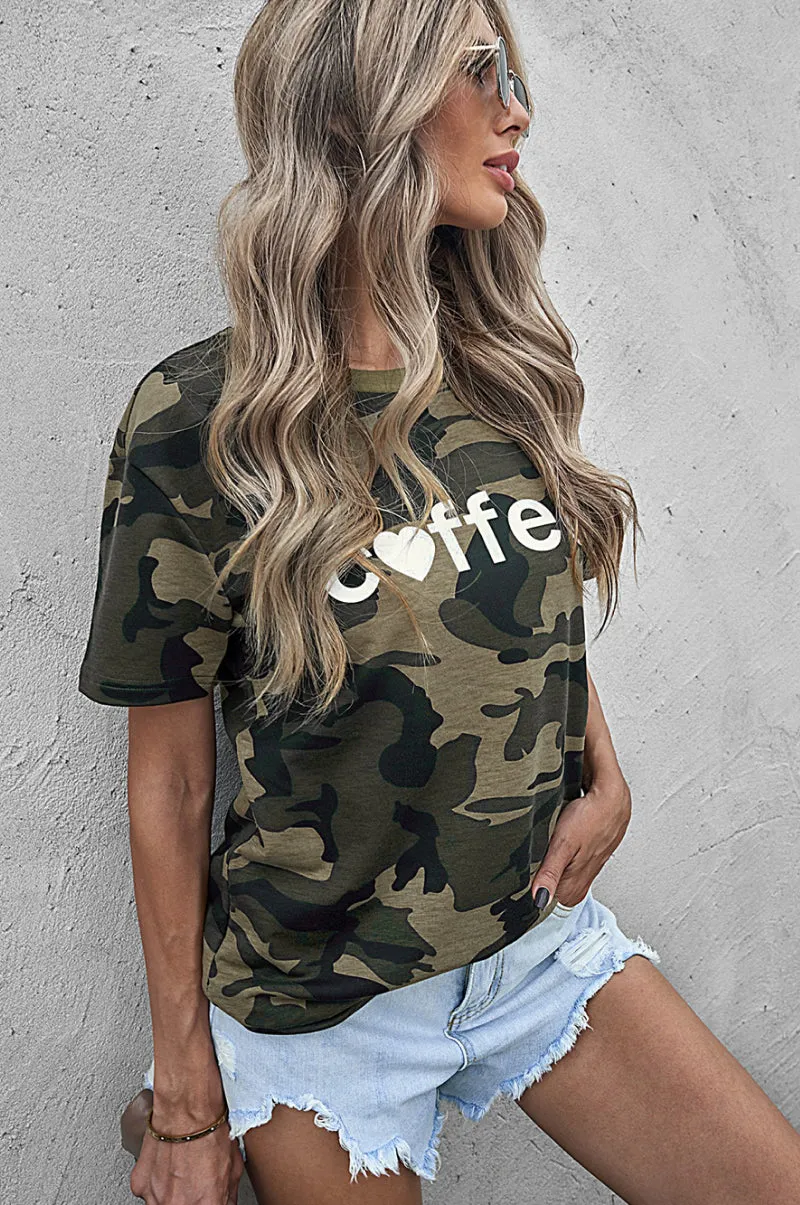 Yocwear Camo Print Coffee Statement Tee